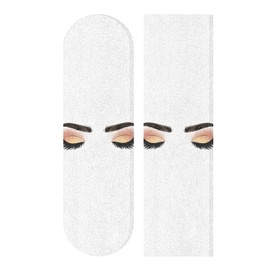 Poeticcity Closed Eyes Pale Rose Pink Yellow Gold Glitter Eyeshadow Makeup Waterproof Skateboard Grip Tape, Durable Sand Paper Sheet Sticker Sandpaper, Anti Slip Longboard Scooter Griptapes 9"x33"