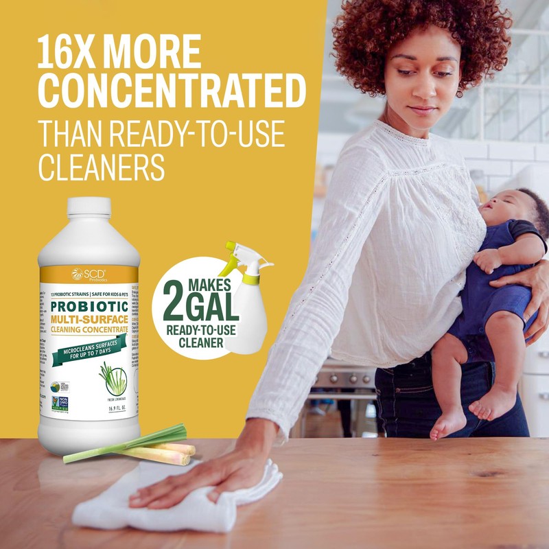 Probiotic Multi-Surface Cleaning Concentrate, Lemongrass – USDA Certified Biobased, Microcleans