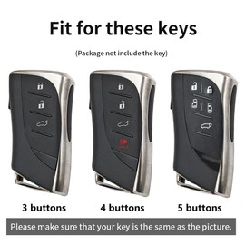 ontto Car key cover fit for Lexus NX GS RX IS ES GX LX UX RC US 200 250 350 LS 450H 300H US260h UX250h handmade leather key holder case keyring key chain Smart Shell Accessories 4 buttons Black