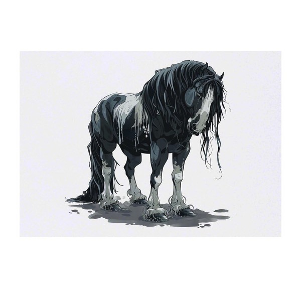Large 'Gothic Zombie Horse ' Temporary Tattoo (TO00074495)