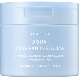 S.NATURE AQUA OASIS PANTHE-ALLAN CALMING PAD 60 Pads, 190ml Exfoliating, Pore Care, Cooling, Soothing, Hydrating 6.42Fl Oz