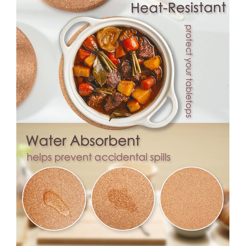 KITLAB Cork Trivet, 6 Pcs High Density Thick Cork Trivets
