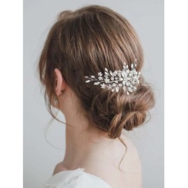 Bufenia Crystal Hair Comb Bridal Hair Accessories Silver for Bride Wedding Headpiece
