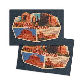 Sedona, Arizona, Collage, (4x6 Birch Wood Postcards, 2-Pack Stationary, Rustic Home Wall Decor)