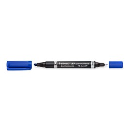Staedtler Lumocolor Duo Fine/Bullet tip Azul 1pieza(s) - Marcador permanente (Azul, Punta redonda/fina, Negro, Azul, 1.5 mm, Universal, Alemania)