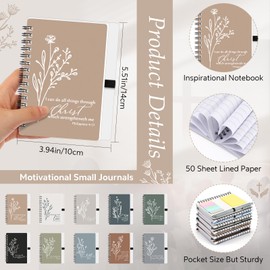 Kosiz 30 Sets Christian Journal Gifts Bulk Include Spiral Notebook with Bible Ballpoint Pen Aesthetics Boho Flowers Sign Religious Scripture Notepad for Church Pastor Sunday School (Morandi Color)