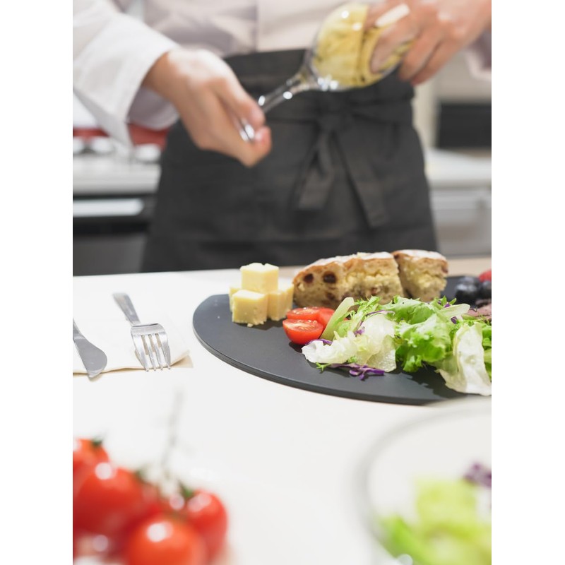 MUAMUA Cutting Board, Black, Elastomer, Dishwasher Safe, Round, High Quality,