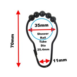 Byretech Black Stainless Steel Roller Ball Shower Curtain Rings - Pack Of 12 - UK Seller, (BSCR27)