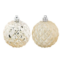 Ideen mit Herz Tree Decorations Relief Baubles 2, Diameter 6 cm, Light Gold Matt and Glossy, Pack of 4