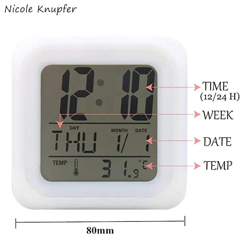 Nicole Knupfer Wolf Wecker Kinder Wecker LED Night Nachttischwecker Quadrat