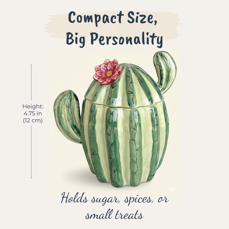 Blue Sky Clayworks Cactus Ceramic Sugar Bowl with Lid, 5"