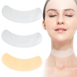 PKRFCJ 3 PCS Silicone Neck Patches for Wrinkles, Reusable Neck Wrinkle Patches, Deeply Moisturizing for Skin Firming (Skin Color, Transparent)