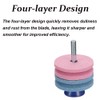TopHomer Lawnmower Blade Sharpener with Drill, 4 Layer Sharpening Stone
