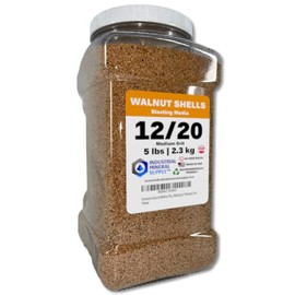 Premium Ground Walnut Shell Media Grit Size 12/20-5 lbs/2.3 kg - Medium Grit Walnut Shells for Tumbling, Blasting or Vibratory Use