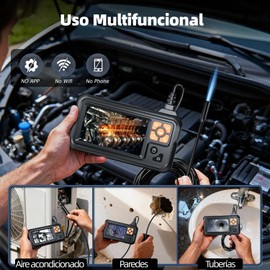 Boroscopio HD 1080P Cámara 8.5mm Pantalla 4.3", Cable Semirrígido IP67, Herramienta Inspección Automotriz y Fontanería, Cable Semirrígido 10M, Plug and Play