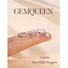 GEMQUEEN 3 Pairs 925 Sterling Silver Backless Half Hoop Earrings,