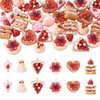 FASHEWELRY 30Pcs Resin Dessert Pendants 3D Imitation Food Charms Strawberry
