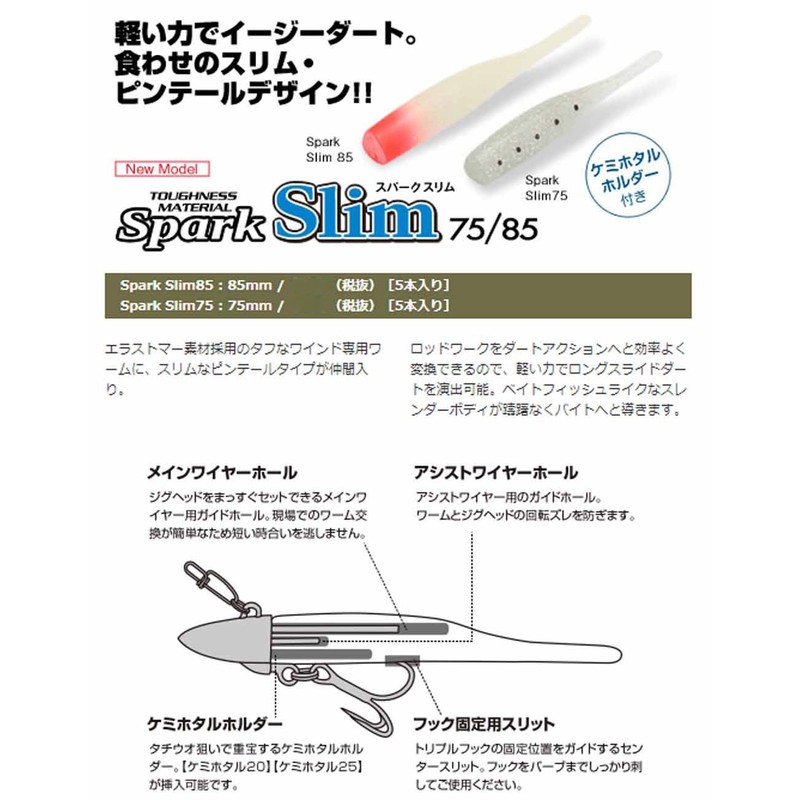 ko-moran (Cormoran) Worm Spark Slim 85 # S14 Small 鰯.