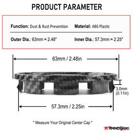 RTrhinoTuning 4 PCS 63mm Wheel Center Caps Compatible with Prius Superturismo Tribeca Rim, OD: 2.48"(63 mm) ID: 2.26"(57.3 mm) Carbon Fiber Hubcaps