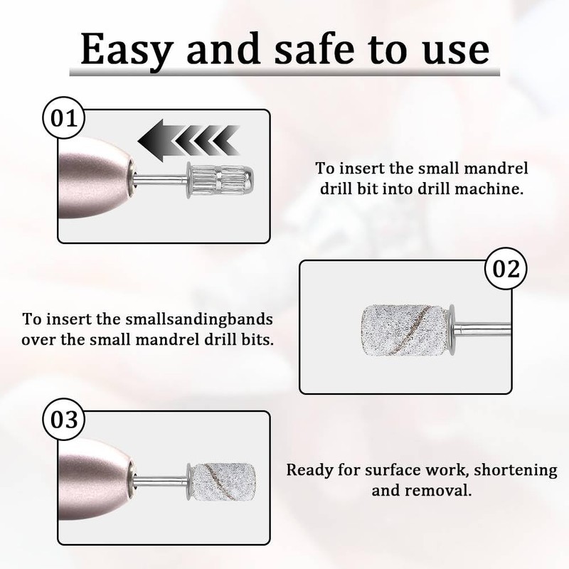 Henyall 180 Grit Sanding Bands Nail Drill 100Pcs,Sanding Band Nail