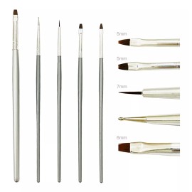 Obp Kit De 5 Pinceles Mano Alzada Para Uña Cepillos Arte De Uñas
