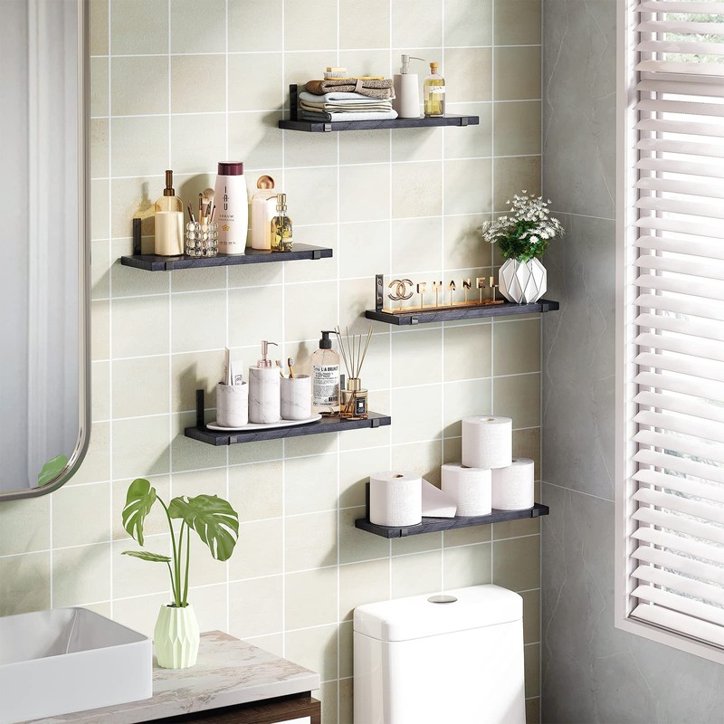 Fixwal Floating Shelves Set of 5, Width 4.7 Inches Black