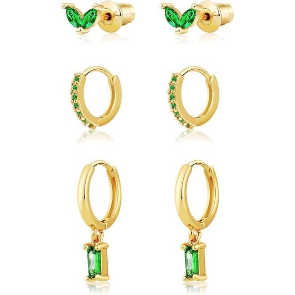 GoFunway Gold Earrings Set for Women Small Sterling Silver Hoop