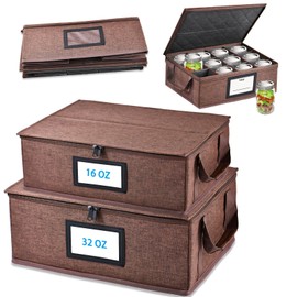 Geliwosy 16 oz Mason Jar Storage Containers - Sturdy Canning Jar Boxes Organizer, Foldable with Dividers, Holds 12 Pint Mason Jars, Home Canning Supplies (Pint+Quart)