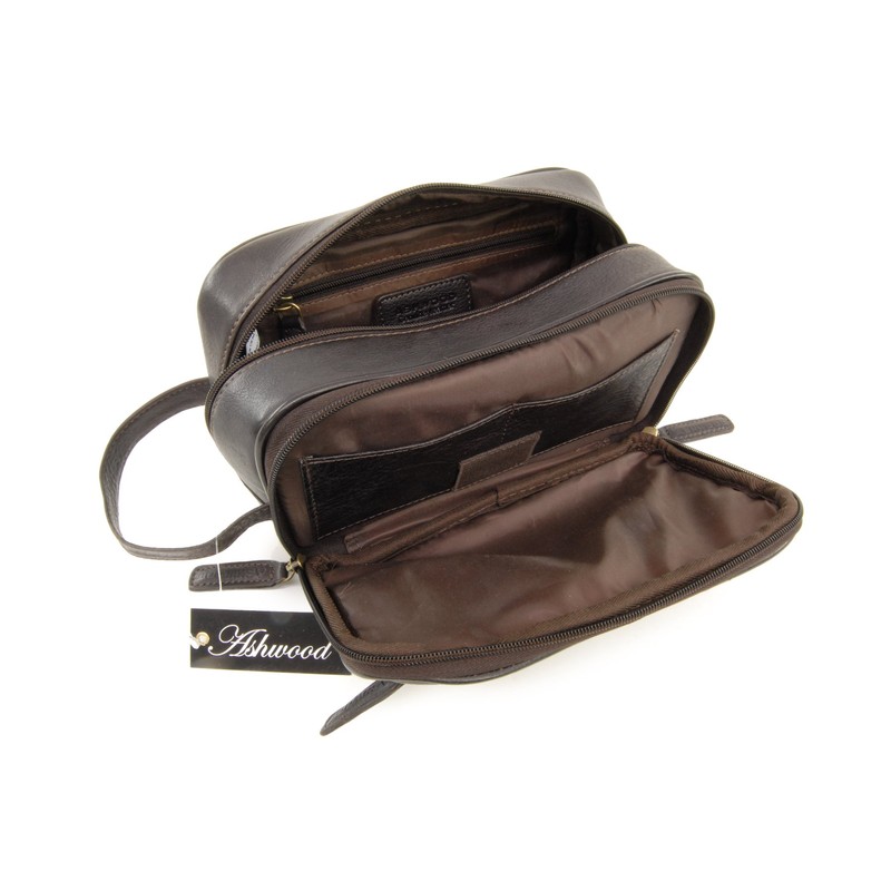 ASHWOOD - Men's Wash Bag/Shaving Bag/Travel Toiletry Bag - Genuine