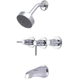 Central Brass 8968-M1 Brass Single Function Standard Showerhead Three Handle Tube & Shower Set in Chrome