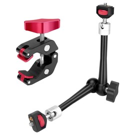 HEMMOTOP HEMMOTOP Magic Arm Camera Mount 11' Max. Payload 5.5 LBS, Adjustable Articulating Arm and Super Clamp with Anti-Twist Pins, Rotatable Pads, Friction Arm for Monitor, LED Light, Camera Video Rig MS02