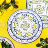 FYSUIMU 60Pcs Lemon Paper Tableware Set Blue Floral Lemon Disposable