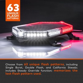 LAMPHUS NanoFlare NFMB56 17" 12V 56W Green White LED Strobe Mini Light Bar [SAE Class 1] [Magnet/Permanent Mount] Rooftop Rotating Safety Flashing Emergency Police Lightbar for Truck Vehicles