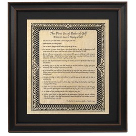Framed Original Rules of Golf 1744. Handmade in USA