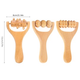 Jadin Massageroller, Faszienstab, 3Pcs Hölzerne Hand Massage Roller Holz fuß Massage Rolle Muskel Massage Tools, Hand Held Massage Tool Muskel Roller für Rücken Beine Körper Hals Gesicht Arm, 15 x 8cm
