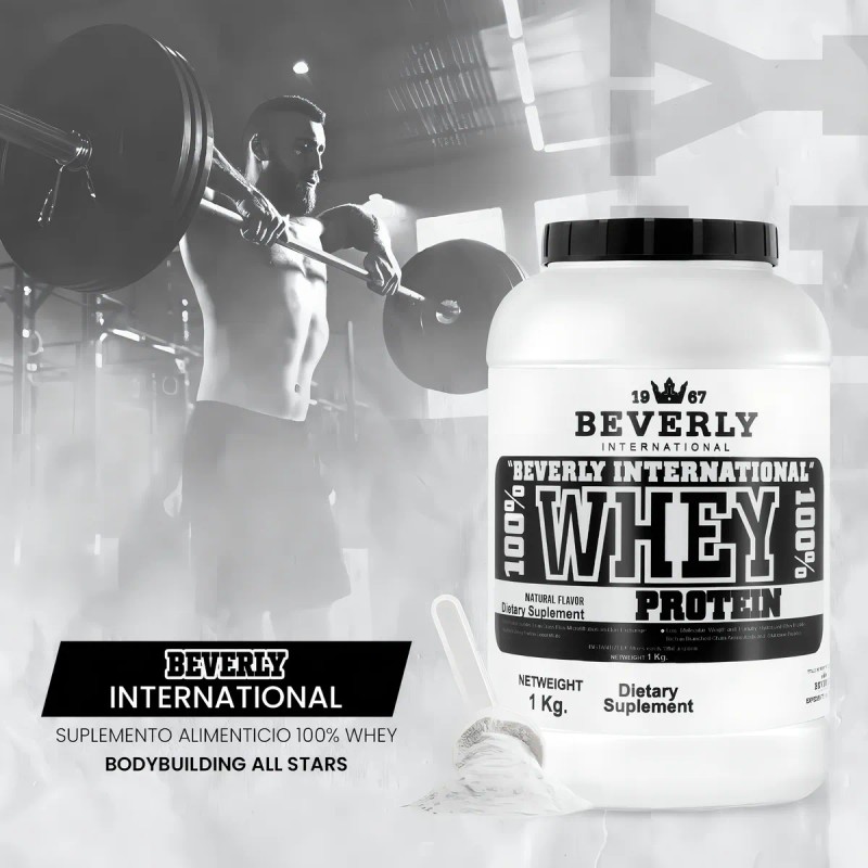 Proteína 100% Whey Beverly 1 Kg 26 Servicios Sabor Natural