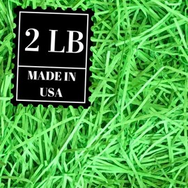 Mrs Fizz Shredded Paper Gift Basket Filler Recycled Raffia Easter Grass for Boxes and Bags (2 LB) Lime