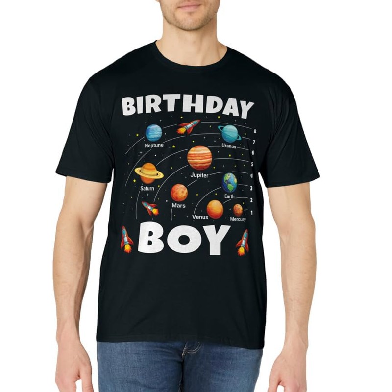 Birthday Boy Shirt Space Planets Birthday T-Shirt