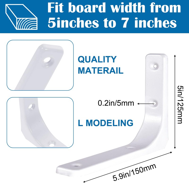 2 Pcs Shelf Wall Brackets Supports, 5.9inches/150mm Heavy Duty L