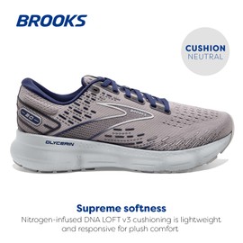 Brooks Men's Glycerin 20 Neutral Running Shoe - Alloy/Grey/Blue Depths - 9 Medium