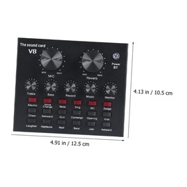 BIUDECO Sound Mixer Board with Dual Microphone Ports Live Streaming Sound Card Kit for Podcasters and Gamers Features Reverb Control Warm-up Effects and Voice Changer