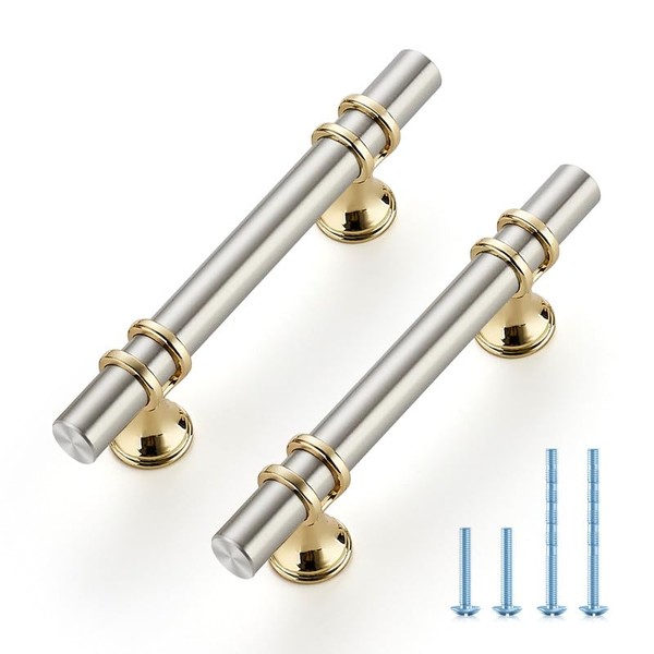 Ravinte Hardware 15 Pack 5 Inch Brushed Nickel&Gold Cabinet Pulls