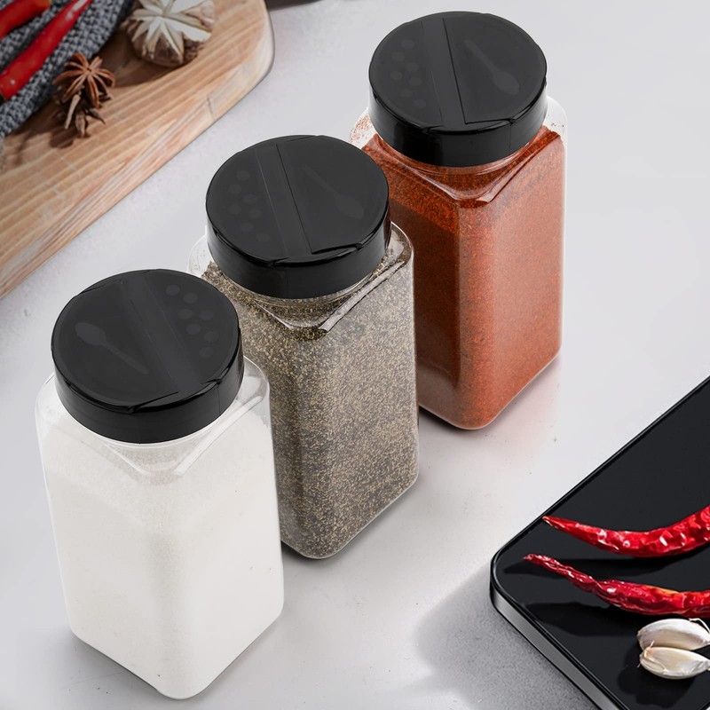 Hacaroa 16 Pack 20 Fl Oz Plastic Spice Jars with