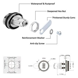 3 Pack Combination Cabinet Lock, Password Coded Cabinet Lock,Combination cam Locks with- Suitable for 1-1/8'' Cabinet Deposit Box Mailbox (Silver, 3pcs for 0.3-0.9 inch)