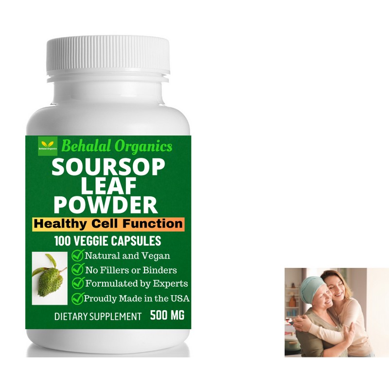 Behalal Organics Soursop Graviola 500mg Vegan Capsules 100 Count