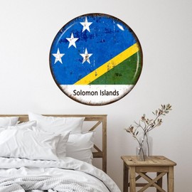 Solomon Islands Refrigerator Home Decor Wall Art Stickers National Country Flags Sailor Sailing Reusable Wall Decal for Playroom Bumper Bottles Notebook Vinyl 28in