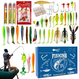 Fishing Lure Kit, Fishing Soft Lures Set, Fishing Lures Tackle Set Fishing Bait Lure Gear Hooks Accessories Kit for Bass Freshwater