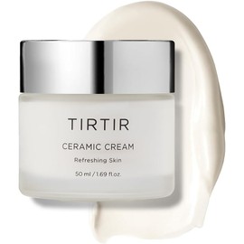 TIRTIR Ceramic Cream Refreshing Skin 50 ml - Crema Hidratante Facial coreana con Manteca de Karité, Acido Poliglutámico y Extractos naturales - Crema facial para piel seca o sensible - Skincare Coreano sin fragancia