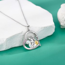 AXOMY Squirrel Necklace 925 Sterling Silver Cute Squirrel Pendant Necklace Animal Jewelry Gift for Women Animal Lovers