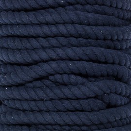 Super Soft 3 Strand Twisted Cotton Rope (Navy, 3/4 Inch x 10 Feet)